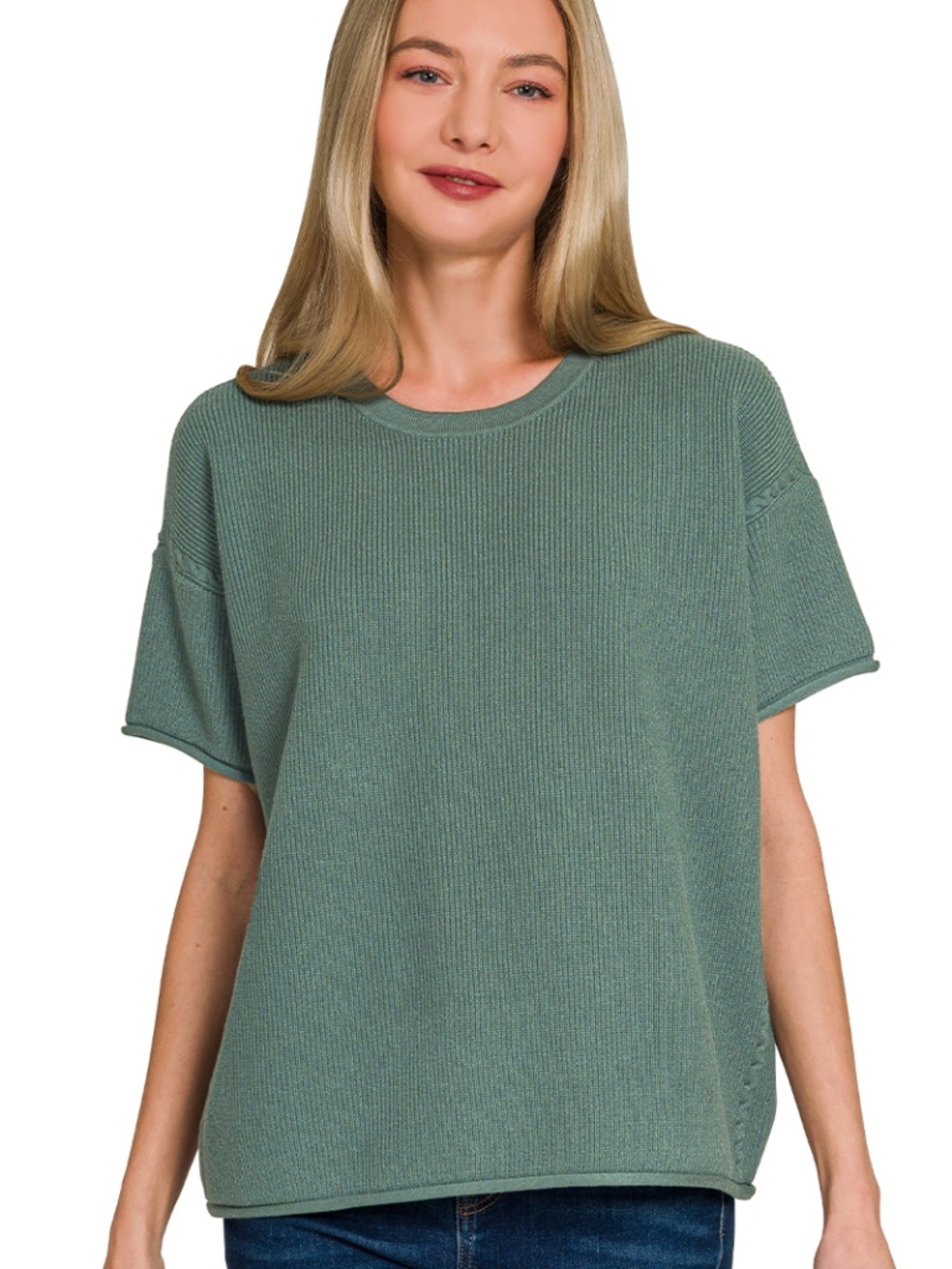 Zenana Premium Viscose Blend Ash Jade Knit Pants Set NWOT - Picture 7 of 8
